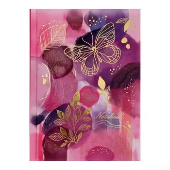 Записная книжка А6 (105 х 140 мм), 80 листов, в линейку "Фиолетовый сад", твёрдая обложка, матовая ламинация, глиттер, тиснение фольгой