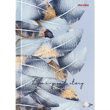 Записная книжка А6, 160 листов в клетку "Листья с позолотой", твёрдая обложка, глянцевая ламинация, лён