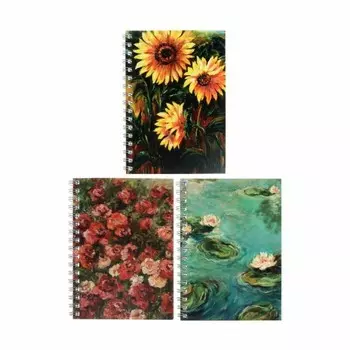 Записная книжка А6, 50 листов в клетку на гребне MGL, обложка мелованный картон, ВД лак, блок офсет, МИКС