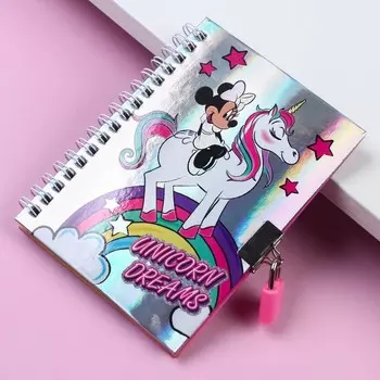 Записная книжка на замочке А6, Unicorn dreams, 50 листов, «Минни Маус»