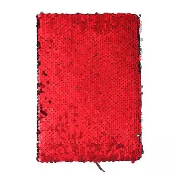 Записная книжка подарочная "Пайетки" А5, 80 листов в линейку, двухцветные, красные/серебристые