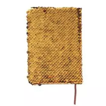 Записная книжка подарочная "Пайетки" А6, 80 листов в линейку, двухцветные, розовые/золотистые