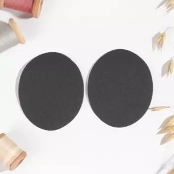 Заплатки для одежды, 7 5,5 см, термоклеевые, пара, цвет тёмно-серый