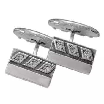 Запонки "Классические", посеребрение с оксидированием