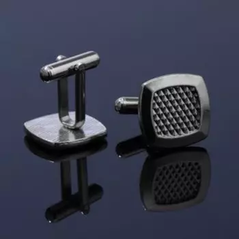 Запонки "Квадрат" с сеткой, цвет серебро