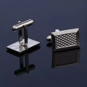 Запонки «Прямоугольник» с сеткой, цвет серебро