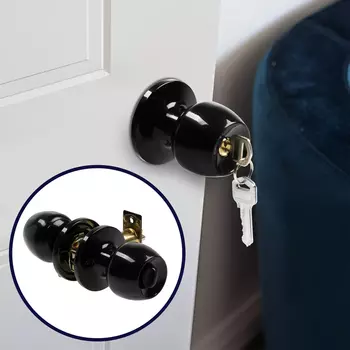 Защелка 1103, с ключом, цвет глянцевый черный