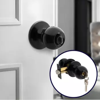 Защелка 1303, с ключом, глянцевая, чёрная