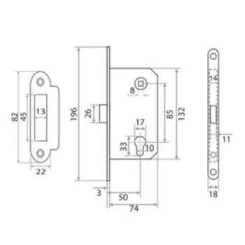 Защелка бесшумная MARLOK SD600ЕТ, под цилиндр м/о 85 мм, цвет хром