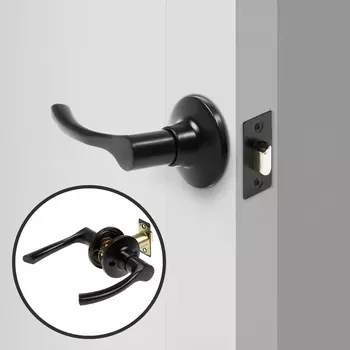 Защелка (мод.3186), межкомнатная, матовая, чёрная