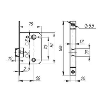 Защелка врезная Armadillo LH 720-50 CP, цвет хром, на 70 мм
