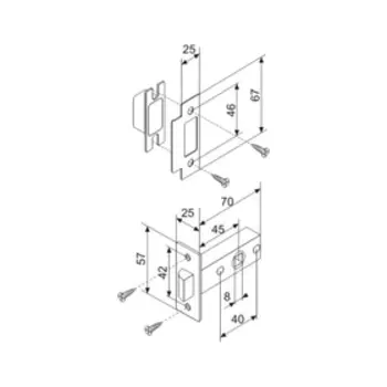 Защелка врезная Fuaro F12-45-25 GP, цвет золото