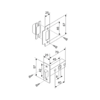 Защелка врезная Fuaro F12-45-25 SN, цвет матовый хром