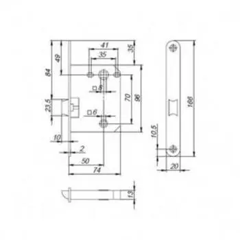 Защелка врезная PL72-R20 SN, цвет матовый никель
