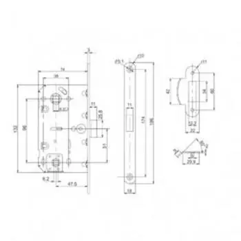 Защелка врезная PL96WC-50 SN, цвет матовый никель