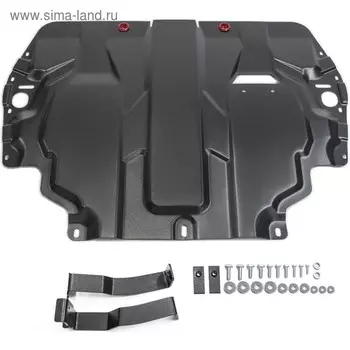 Защита картера и КПП "АвтоБРОНЯ", Seat Altea 2004-2014, Seat Altea Freetrack 2004-2014,V - 2.0/Seat Leon 20, с крепежом, 111.05107.1