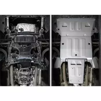 Защита картера, КПП и РК Rival для Audi A8 D5 2017-н.в., штампованная, алюминий 4 мм, с крепежом, 5 частей, K333.0345.1