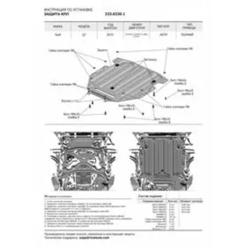 Защита КПП Rival для Audi Q8 2018-нв, штампованная, алюминий 3 мм, с крепежом, 333.0330.1