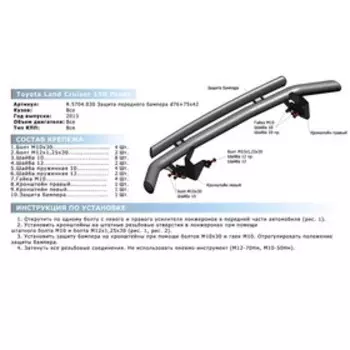 Защита порогов d57 Rival для Lada XRay 2015-н.в., нерж. сталь, 2 шт., R.6003.004