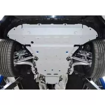 Защита радиатора, картера, КПП и РК Rival для Volkswagen Touareg III вкл. пакеты "Движение по бездорожью" и "Подвеска Pro", 2018-н.в., штампованная, а