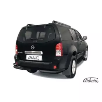 Защита заднего бампера "уголки" Arbori d76+d42 двойные черные NISSAN PATHFINDER 2004-2010