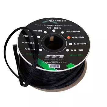 Защитная кабельная оплетка MACHETE NS-B0, черная, нейлон, 0Ga, бухта 100м