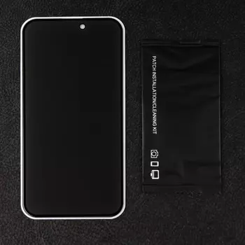 Защитное стекло для iPhone 15 Plus/16 Plus, антишпион, 9H, 0.33 мм, чёрное