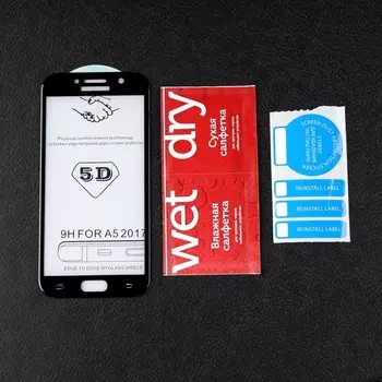 Защитное стекло mObility, для Samsung Galaxy A5, полный клей, черное