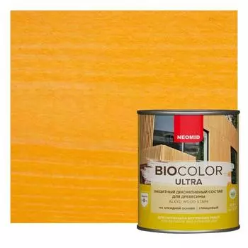 Защитный декоративный состав для древесины NEOMID BioColor ULTRA калужница глянцевый 9л