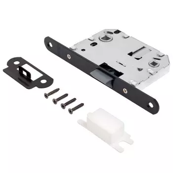 Защёлка АЛЛЮР АРТ L7050PR BL, цвет матовый черный, овал. Планка 18 мм без ручек с фиксатором 95203