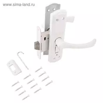 Защёлка дверная "Могилев" ЗЩ1Д-2-6-10 большая планка, с фиксатором, белый