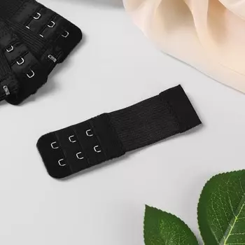 Застёжка для бюстгальтера, удлинитель, 3 ряда 2 крючка, 3.210.5 см, 5 шт., чёрная