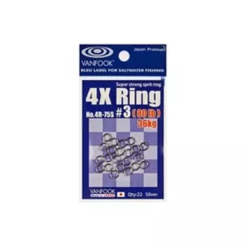 Заводные кольца VANFOOK 4R-75S, размер 4, тест 40 кг, 13 шт., набор, 03008
