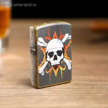 Зажигалка электронная «Череп в огне», металлическая, дуговая, от USB