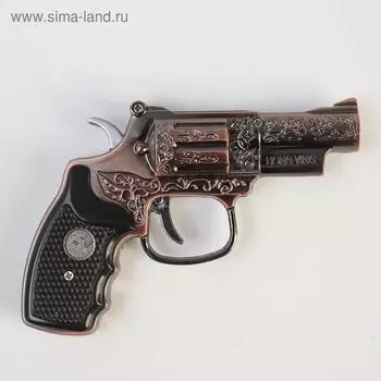Зажигалка газовая «Револьвер», пьезо, бронза