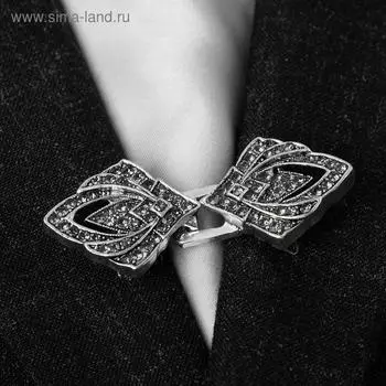 Зажим для кардигана «Пики», цвет чёрный в чернёном серебре