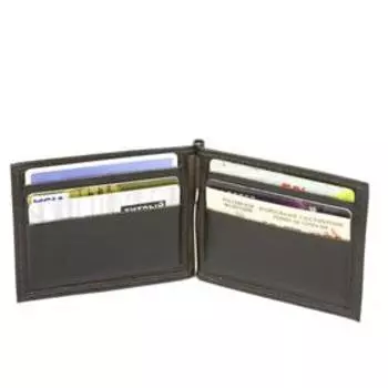 Зажим для купюр на кнопке, цвет коричневый