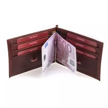 Зажим для купюр, натуральная кожа, цвет коричневый, игуана