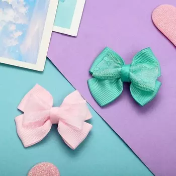 Зажим для волос "Бантик" гипюр, 6 см, микс