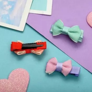Зажим для волос "Бантик" полоска, 4 см, микс