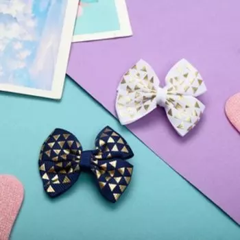 Зажим для волос "Бантик" ромбики, 4 см, микс