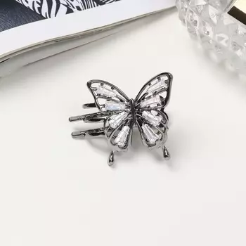 Зажим для волос «Доротеа», бабочка, 3.5 см, чёрный