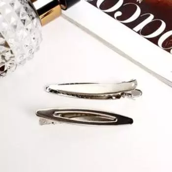 Зажимы для волос «Кимберли», 6 см, набор 2 шт., серебро