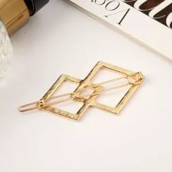 Зажим для волос "Либерти экстра" ромбы, 6 см, золото