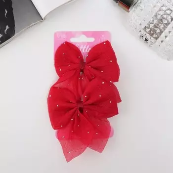 Зажим для волос «Марта», набор 2 шт., стиль, 7.5 см, красный