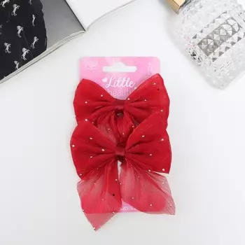 Зажим для волос «Марта», набор 2 шт., переливы, 7.5 см, красный