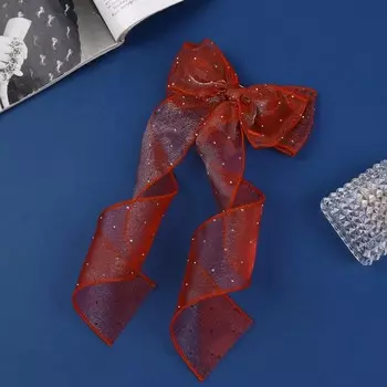 Зажим для волос "Школьница" бантик точка, 12х30 см, красный