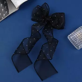Зажим для волос "Школьница" бантик точка, 12х30 см, чёрный