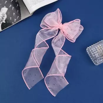 Зажим для волос "Школьница" бантик точка, 12х30 см, розовый