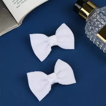 Зажим для волос "Школьница" (набор 2 шт) текстура, 6 см, белый